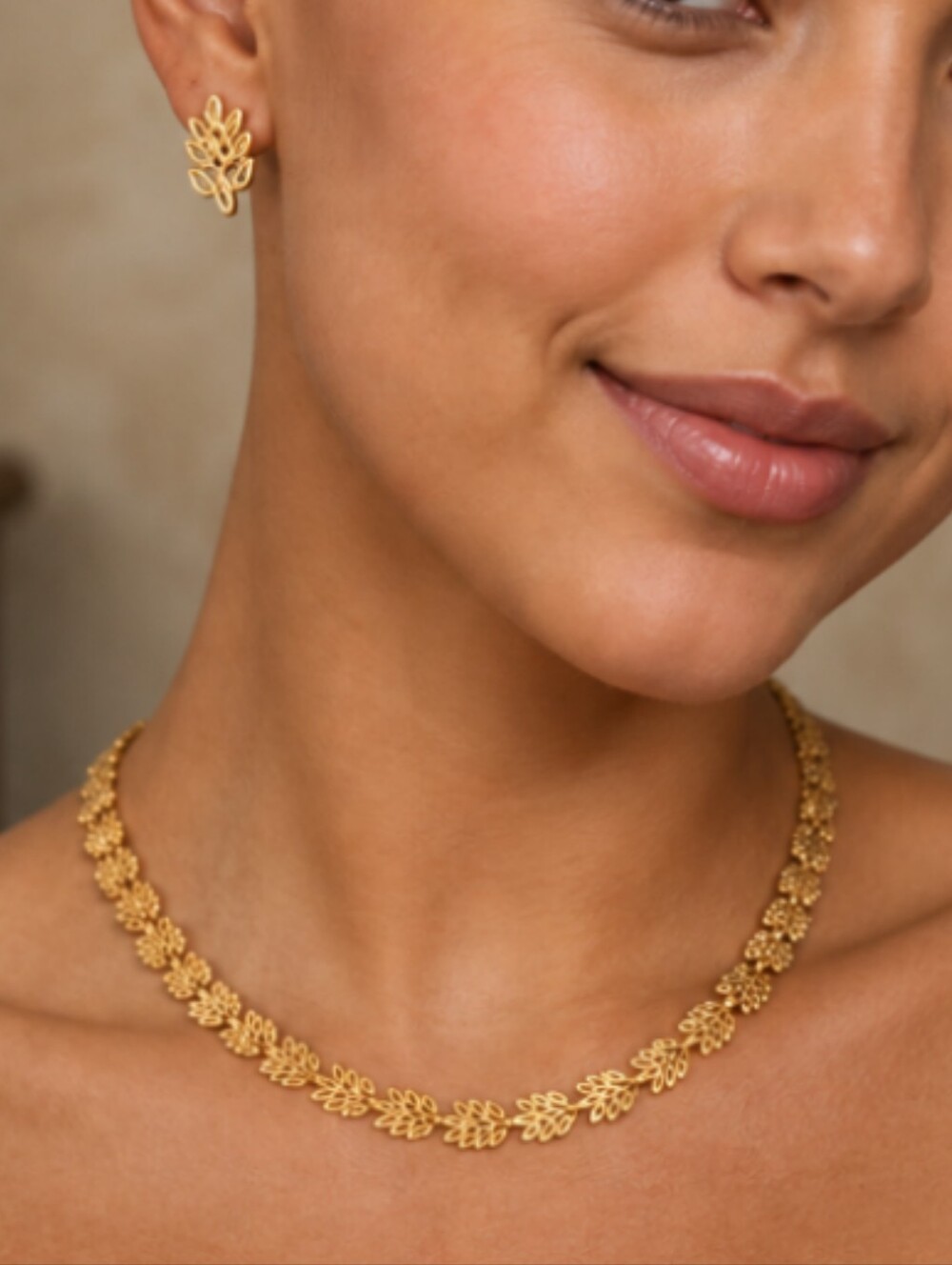 Vintage Napier Gold Leaf Necklace & Earrings